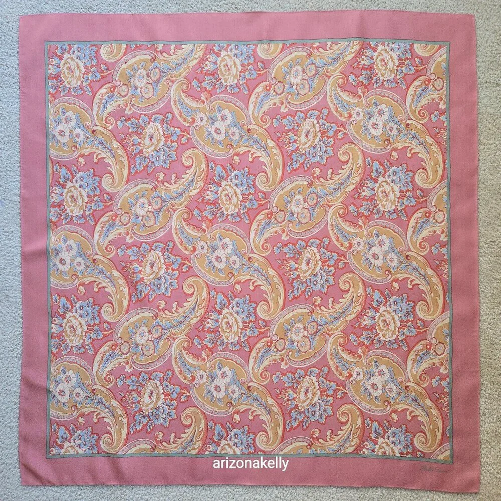 Ralph Lauren Silk Square Scarf Pink - Picture 1 of 12